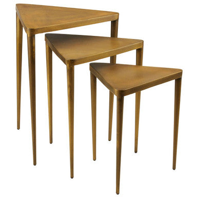 Gold Snug Design Set Of 3 Triangular Nesting Tables, Compo