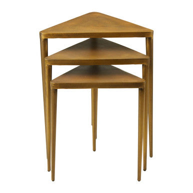 Gold Snug Design Set Of 3 Triangular Nesting Tables, Compo