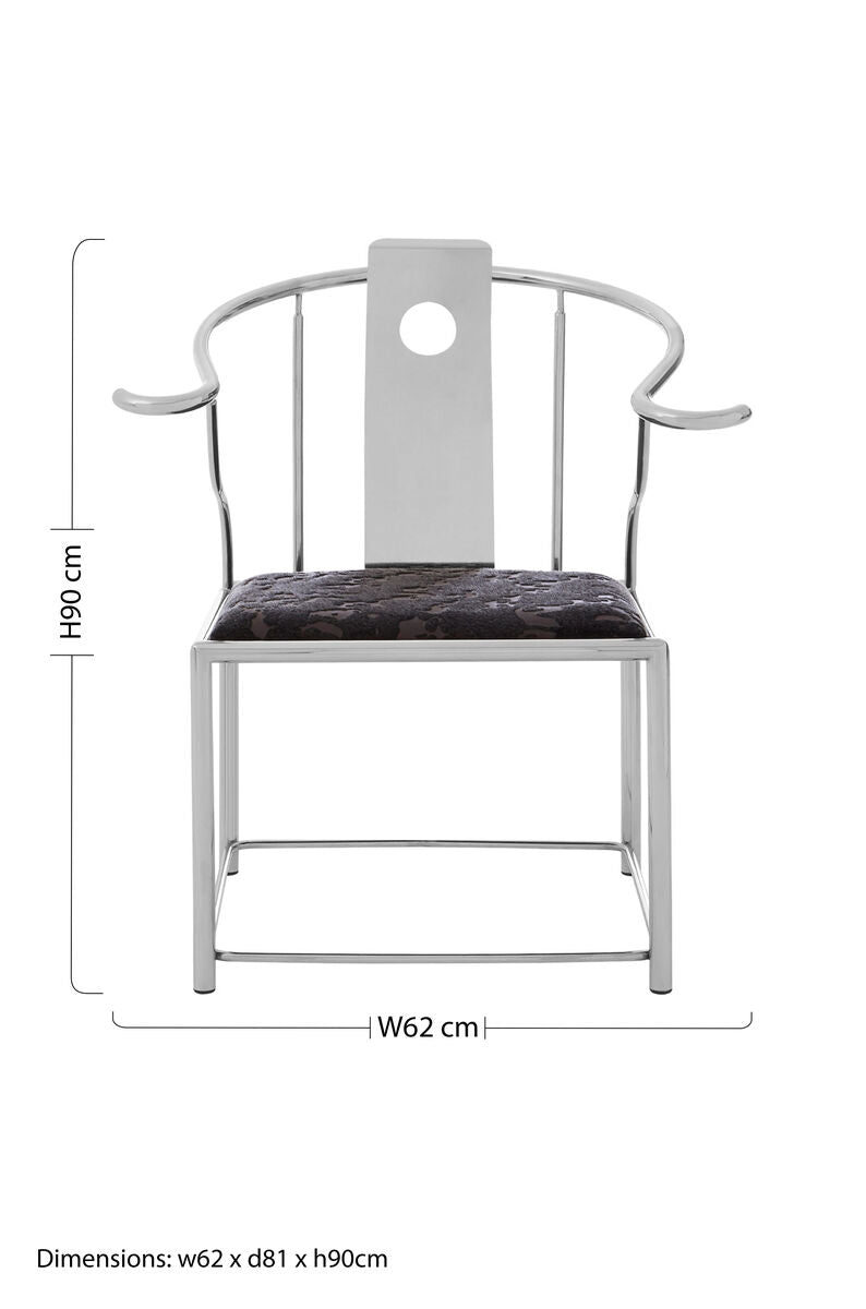 Yasmin Black Velvet & Steel Chair