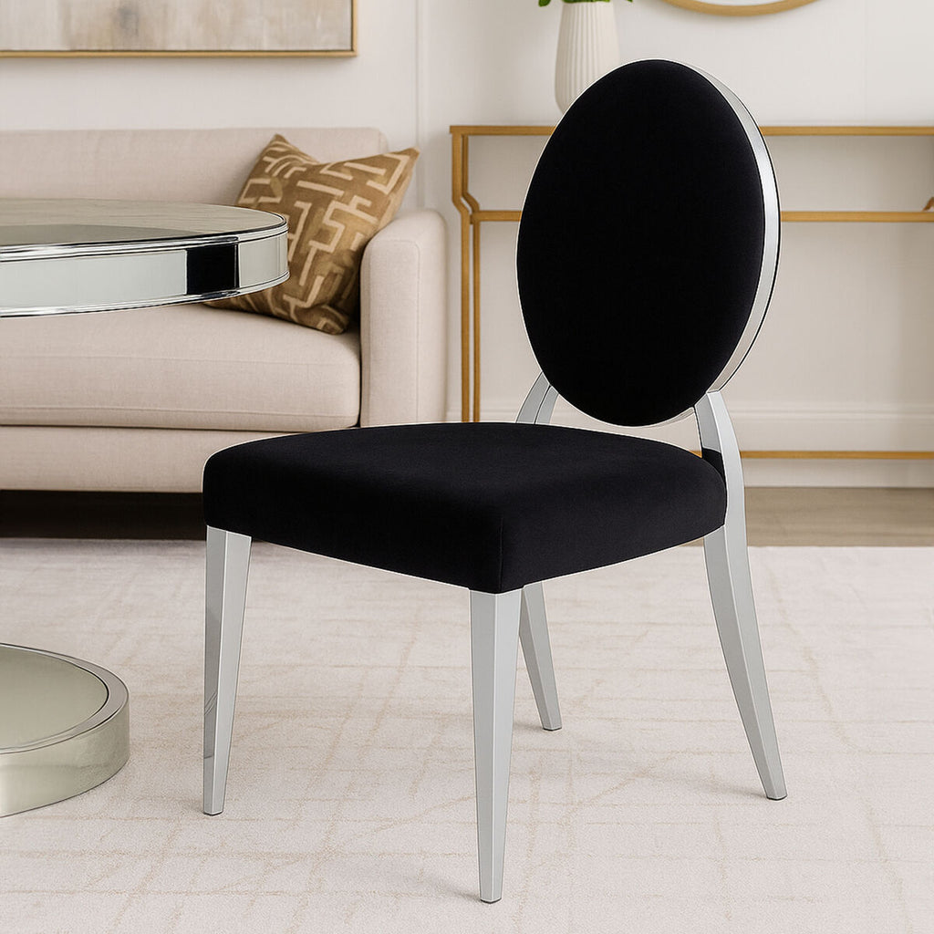 Yasmin Black Velvet & Silver Chair