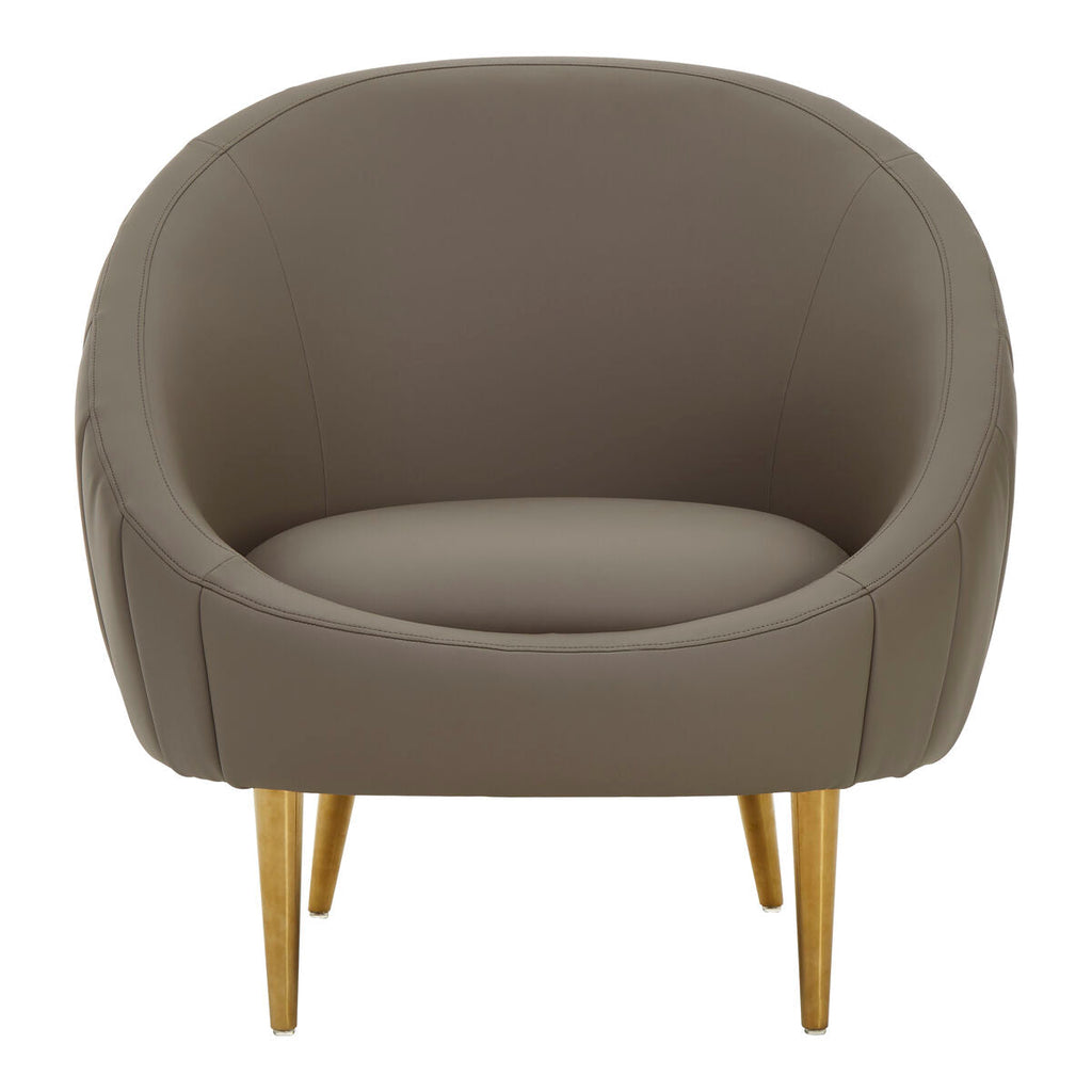 Lagero Brown Leather Curved Cocoon Chair