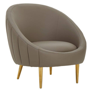 Lagero Brown Leather Curved Cocoon Chair
