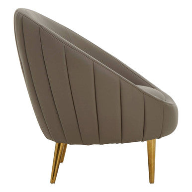 Lagero Brown Leather Curved Cocoon Chair
