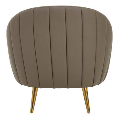 Lagero Brown Leather Curved Cocoon Chair