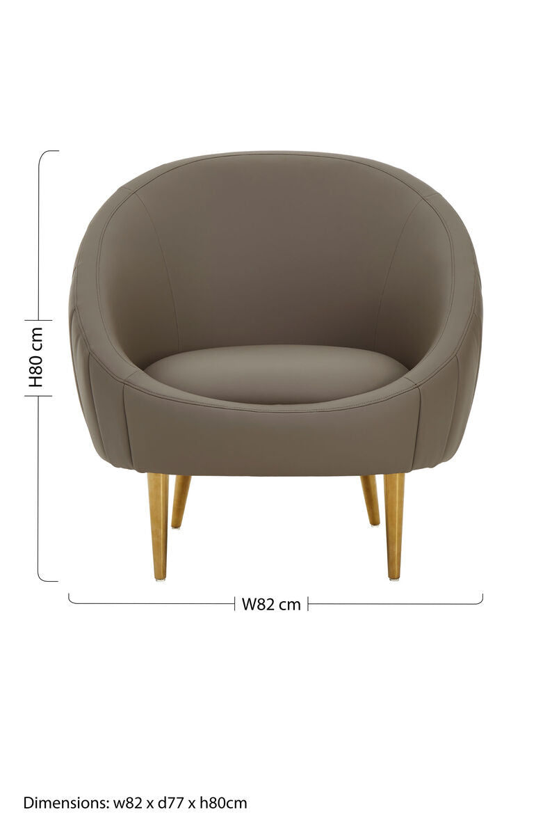 Lagero Brown Leather Curved Cocoon Chair