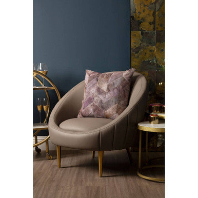 Lagero Brown Leather Curved Cocoon Chair