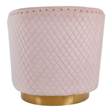Plazoni Pink Velvet Swivel Chair With Gold Base