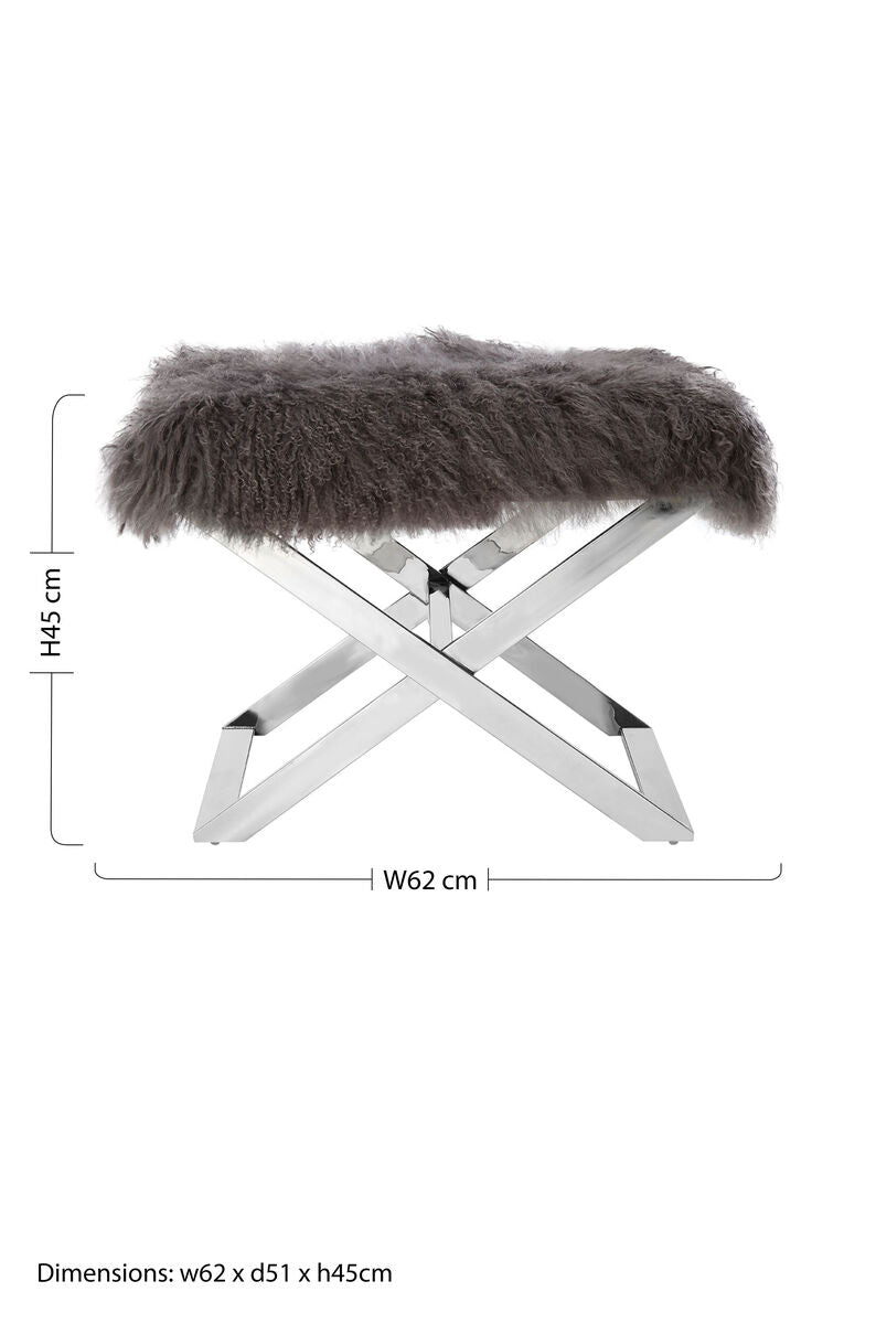 Anafi Grey Sheepskin Stool