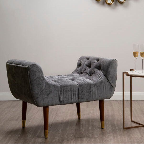 Shay Grey Chenille Stool