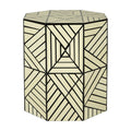 Hassa Ivory & Black Resin Geometric Stool & Table