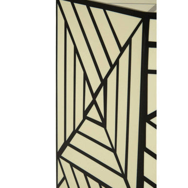 Hassa Ivory & Black Resin Geometric Stool & Table