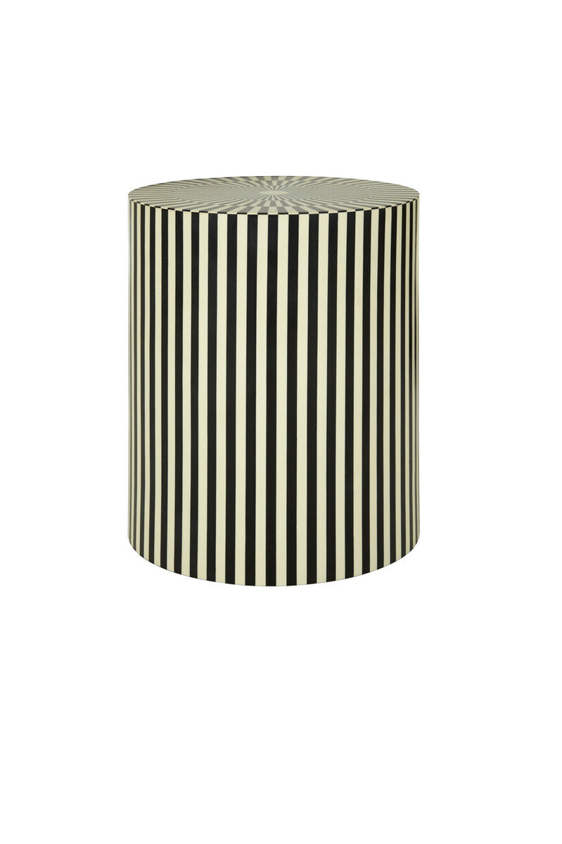 Hassa Ivory & Black Resin Table & Stool