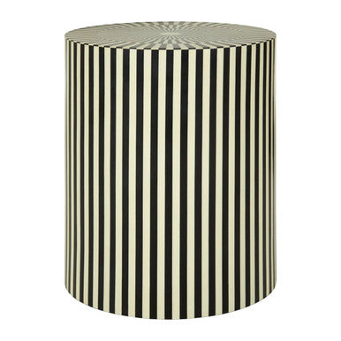 Hassa Ivory & Black Resin Table & Stool