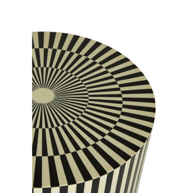 Hassa Ivory & Black Resin Table & Stool
