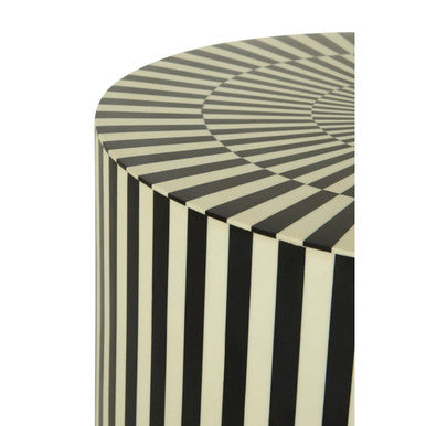 Hassa Ivory & Black Resin Table & Stool