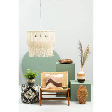 Green & Cream Resin Tile Geometric Side Table With Hexagonal Design, Marlox