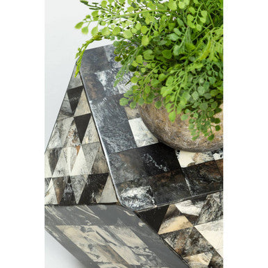 Green & Cream Resin Tile Geometric Side Table With Hexagonal Design, Marlox