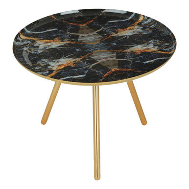 Assorted Marble Top Side Table With Gold Iron Legs, Marlox