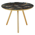 Assorted Marble Top Side Table With Gold Iron Legs, Marlox