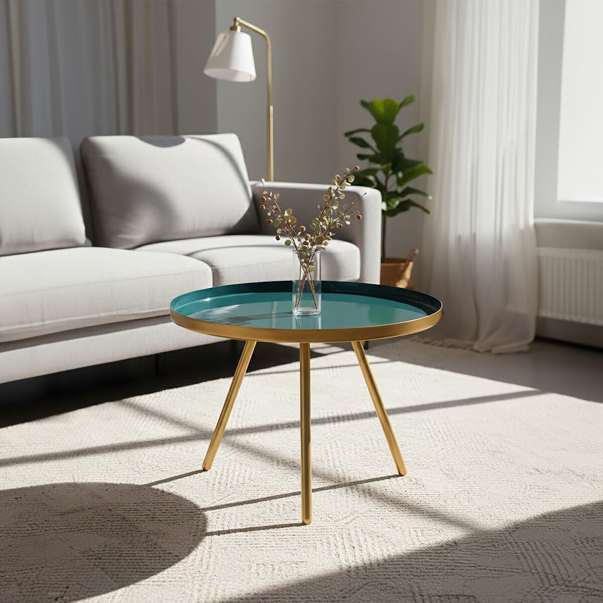 Green & Gold Large Coffee Table With Diesel Green Enamel Top, Enox