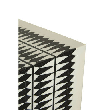 Issey Black & White Resin Table & Stool