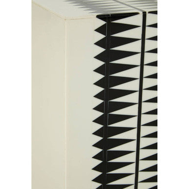 Issey Black & White Resin Table & Stool