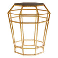 Black & Gold Geometric Base Table With Octagonal Black Glass Top, Zariah