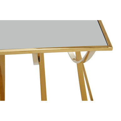 Mirrored Glass Top Coffee Table With Gold Stainless Steel Frame, Reena