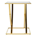 Gold Stainless Steel Side Table With Mirrored Glass Top, Reena