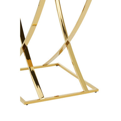 Gold Stainless Steel Side Table With Mirrored Glass Top, Reena