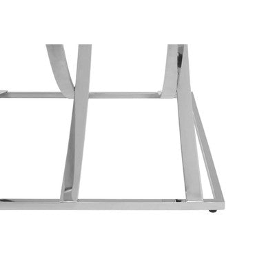 Silver Mirrored Top Coffee Table With Chrome Sweeping Stainless Steel Frame, Reena