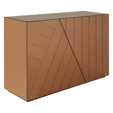 Roza Console Table Tempered Glass Brown Modern