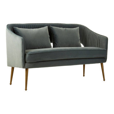 2 Seat Dusky Blue Velvet Sofa, Hendricks