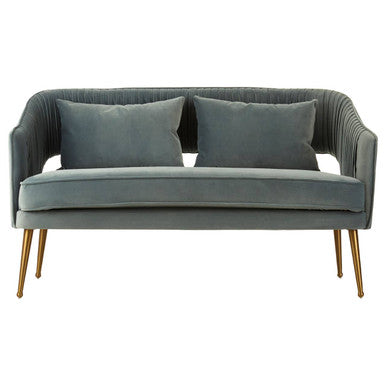 2 Seat Dusky Blue Velvet Sofa, Hendricks
