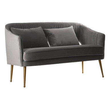2 Seat Grey Velvet Sofa, Hendricks