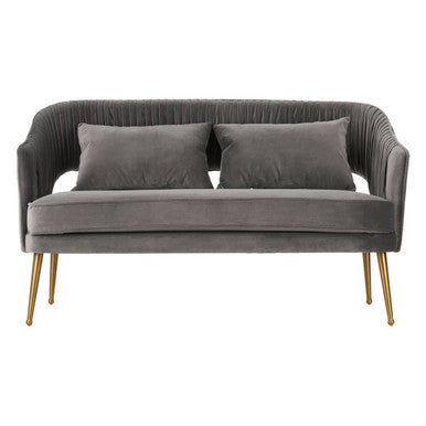 2 Seat Grey Velvet Sofa, Hendricks