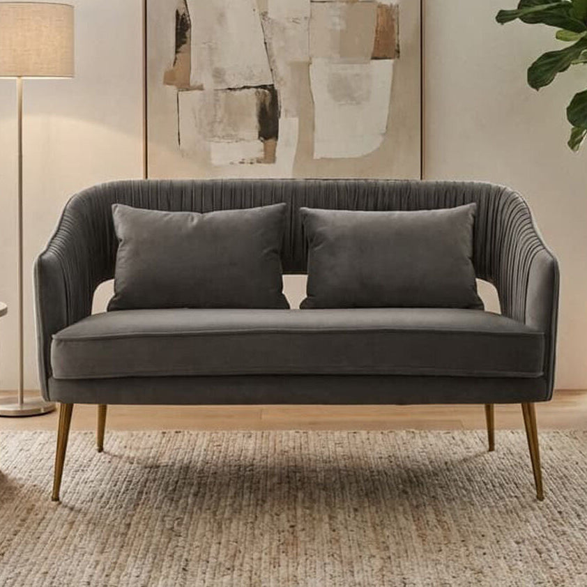 2 Seat Grey Velvet Sofa, Hendricks