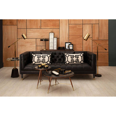 Assorted Horn Hexagonal Top Side Table With Gold Pedestal & Black Base, Odell