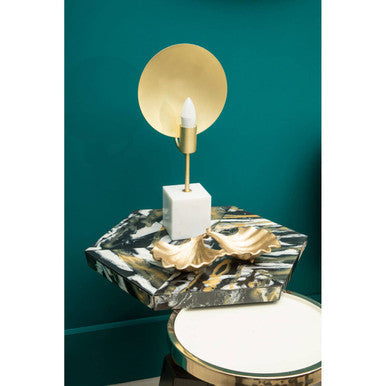 Assorted Horn Hexagonal Top Side Table With Gold Pedestal & Black Base, Odell