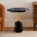 Assorted Horn Hexagonal Top Side Table With Gold Pedestal & Black Base, Odell