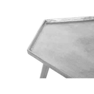 Silver Set Of 2 Hexagonal Side Tables With Textured Tops & Splayed Legs, Halle