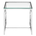 Silver Reflective Frame End Table With Clear Tempered Glass Top, Allure