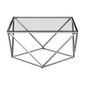 Silver Twist Design Large Coffee Table With Tempered Glass Top, Allure
