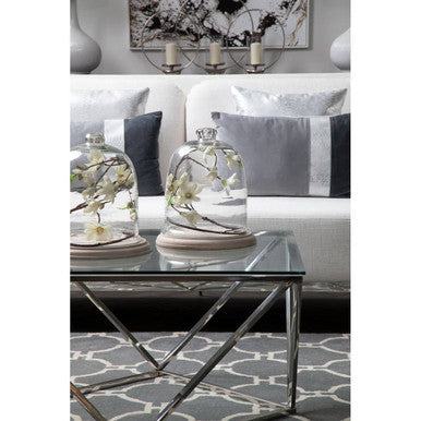 Silver Twist Design Large Coffee Table With Tempered Glass Top, Allure