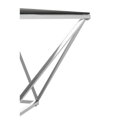 Silver Twist Design Large Coffee Table With Tempered Glass Top, Allure