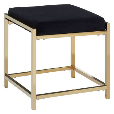 Allure Black Velvet & Gold Stool
