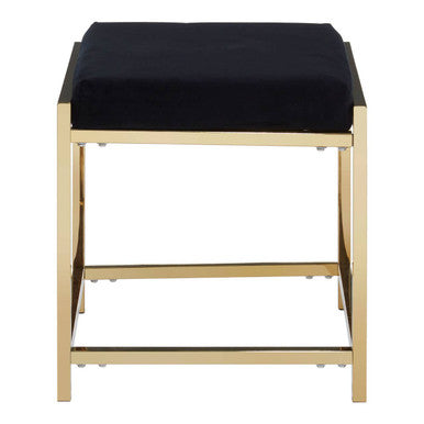 Allure Black Velvet & Gold Stool