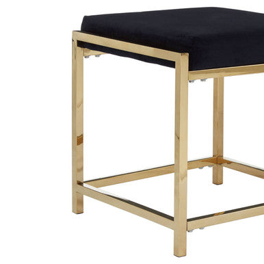 Allure Black Velvet & Gold Stool