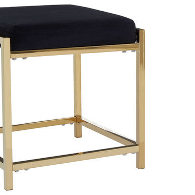 Allure Black Velvet & Gold Stool