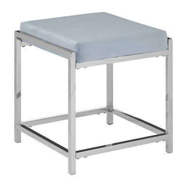 Allure Powder Blue Velvet & Silver Stool
